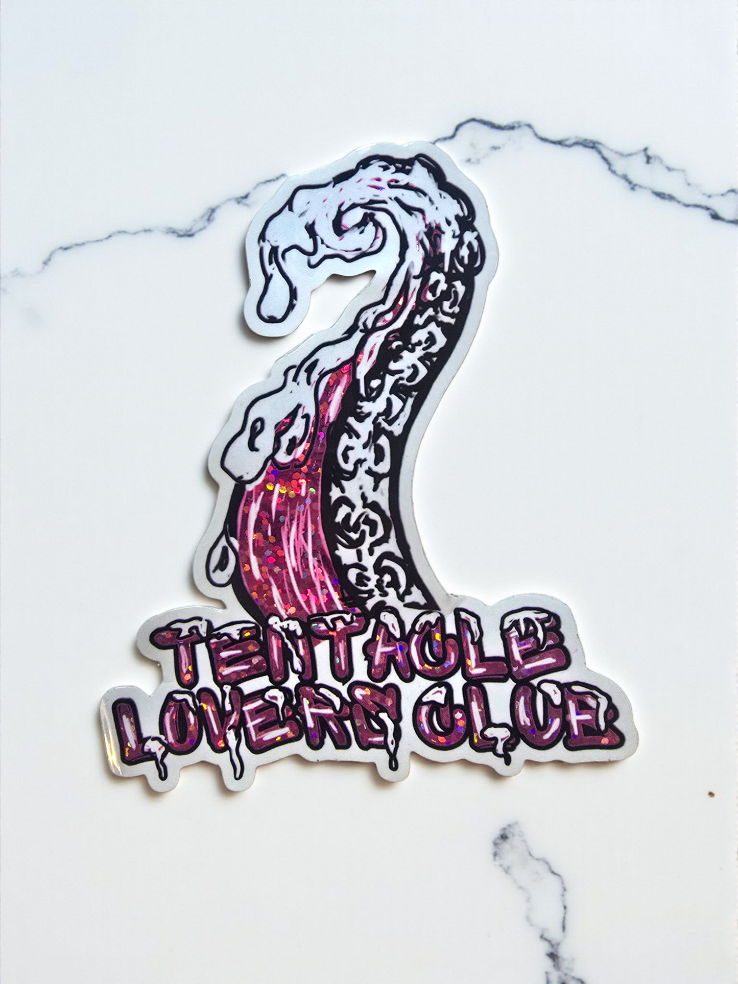 Glitter Tentacle Lovers Club Sticker 3.3x4"