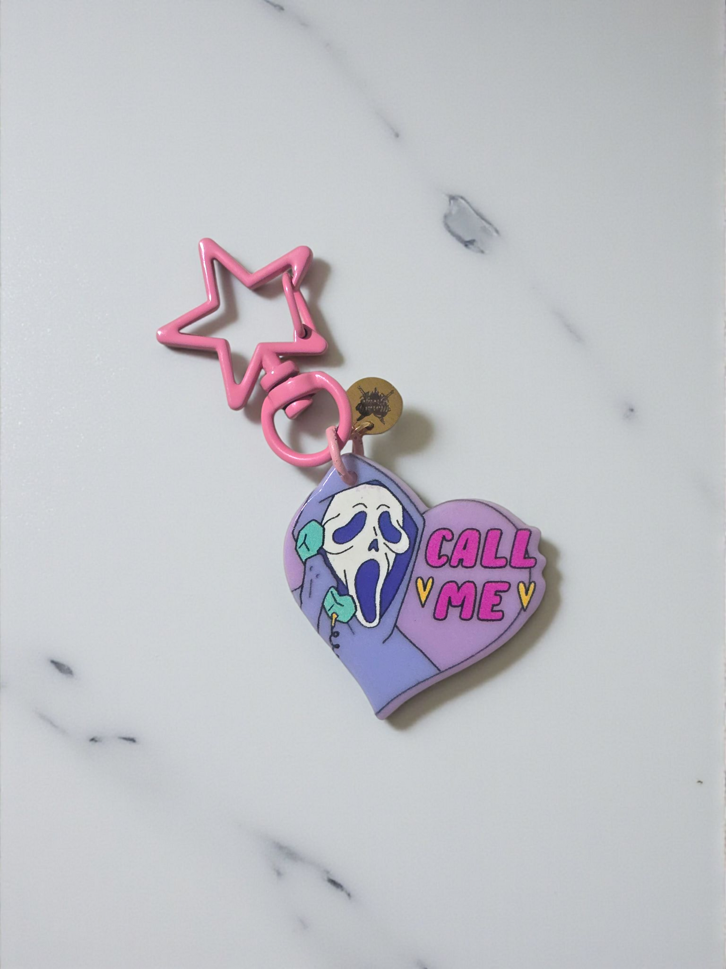 Call Me, Ghostie Pink Star Clasp Keychain