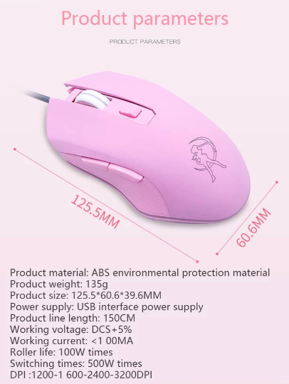 Sailor Moon / Hello Kitty RGB Corded Gaming Mouse USB with Adjustable DPI