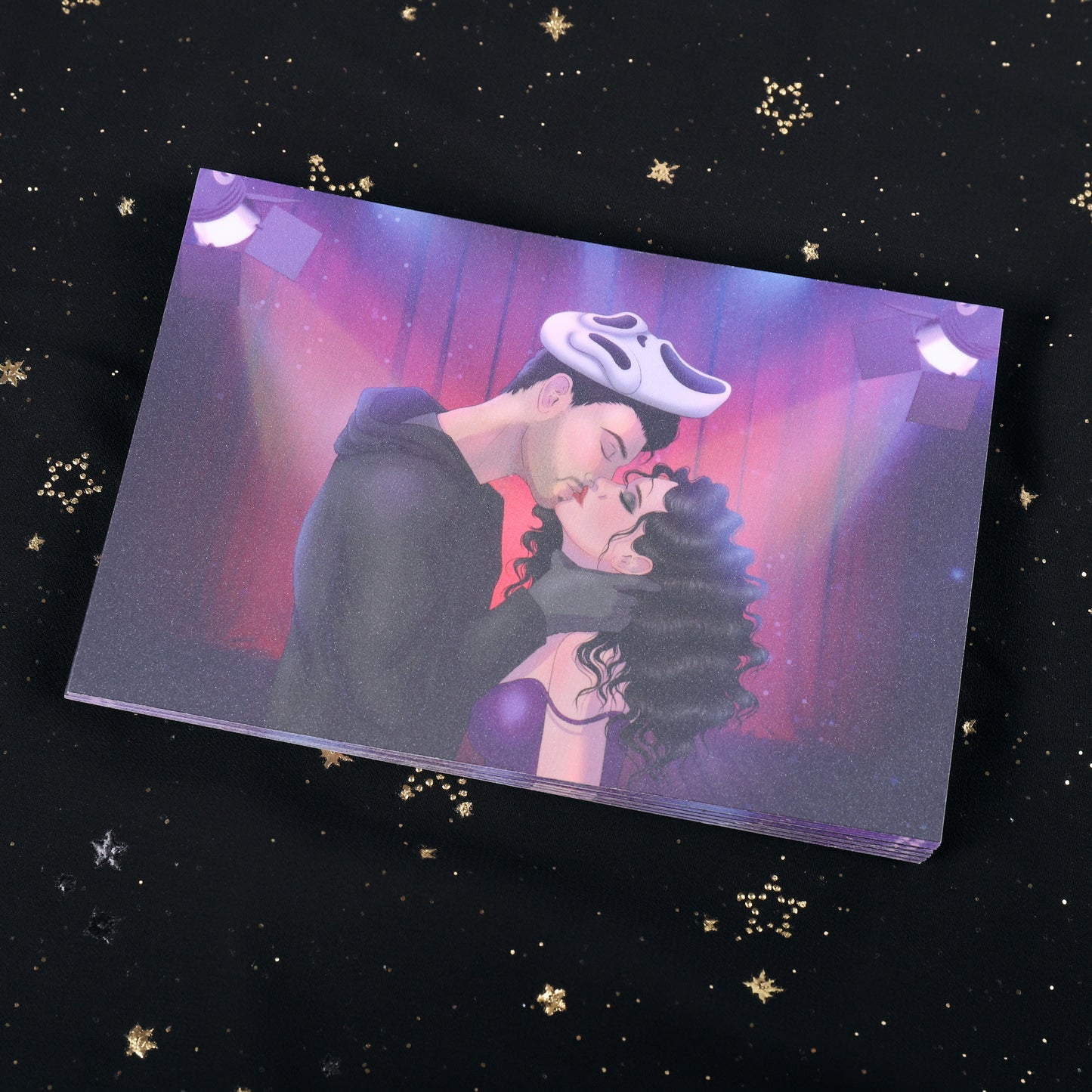 Masked Desires Frosted Glitter Post Card