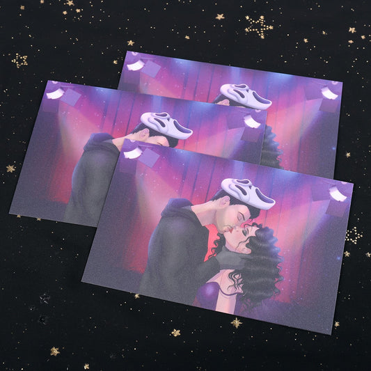 Masked Desires Frosted Glitter Post Card