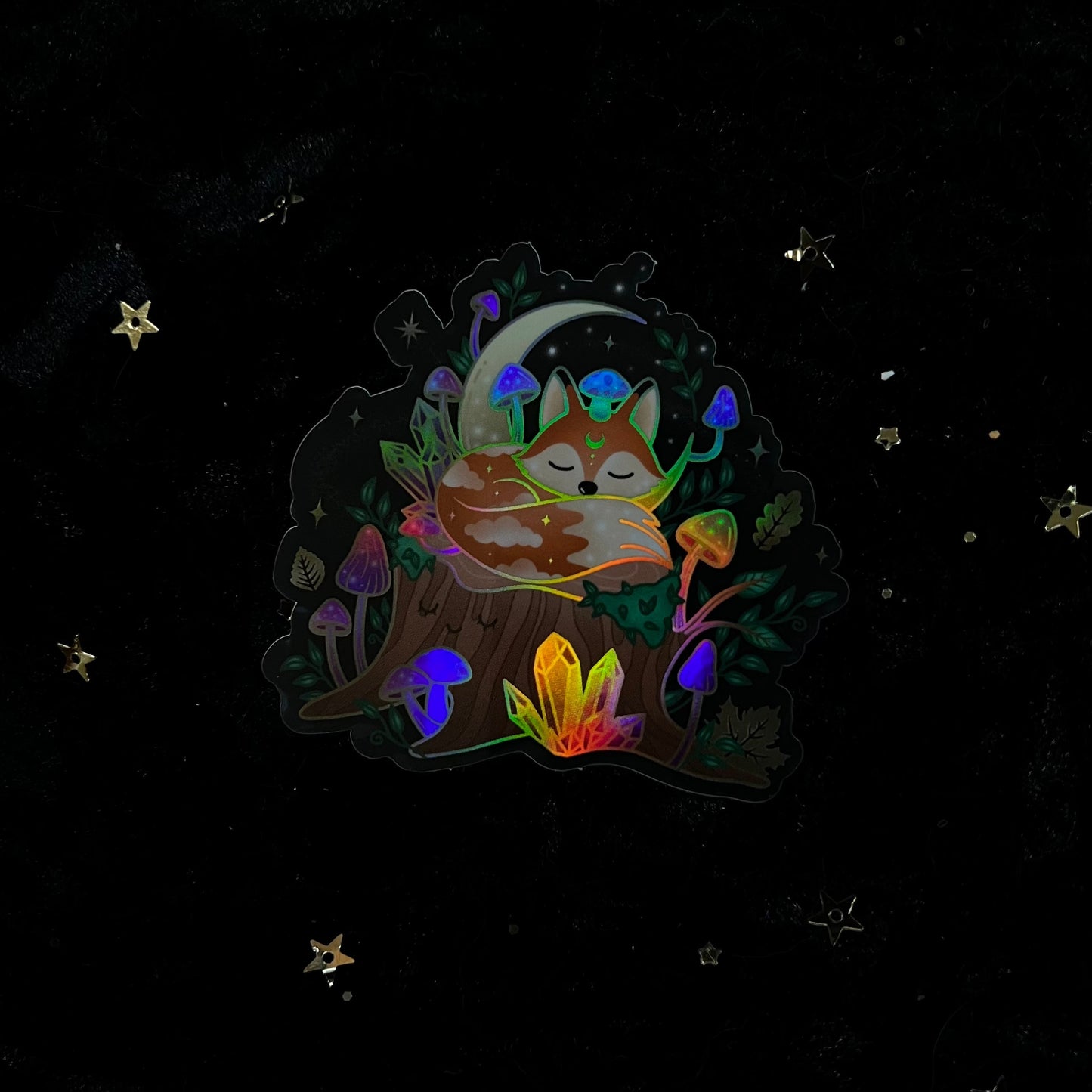 Mushroom Crystal Fox Holo Sticker