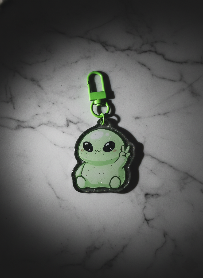 PEENce Out Alien Glitter Acrylic Keychain