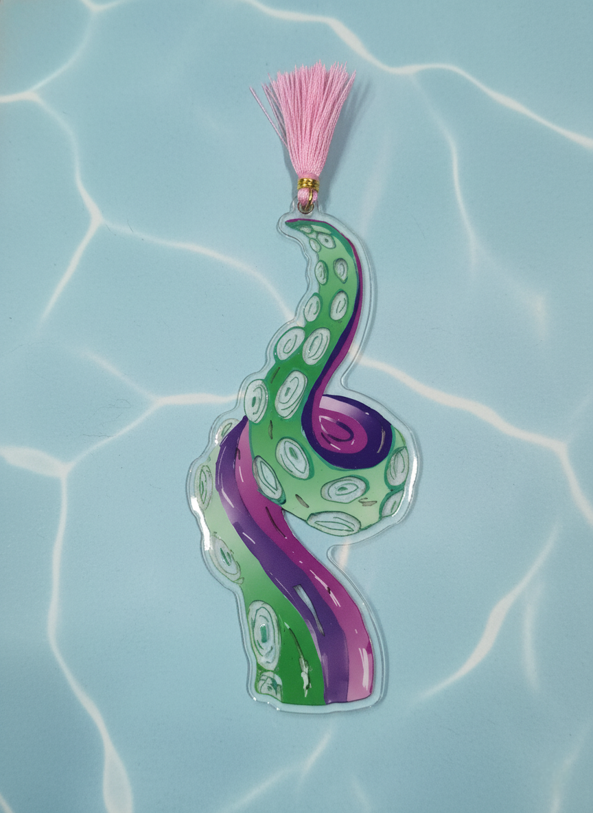 The Tentacular Tentacle Acrylic Bookmark with Pink Tassle