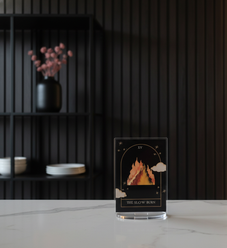 The Slow Burn Trope Card Acrylic Bookshelf Standee