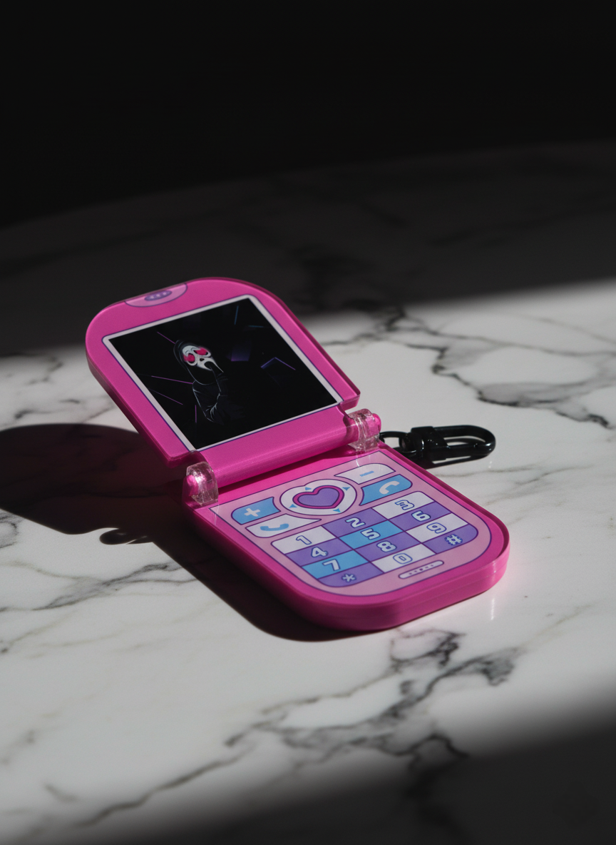 Hello, Ghostie Acrylic Flip Phone Keychain