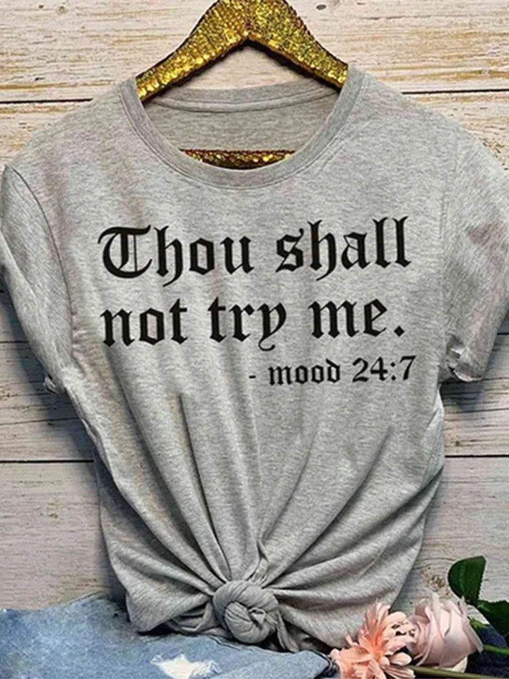 Thou Shall Not Try Me Woman's Short Sleeve Shirt