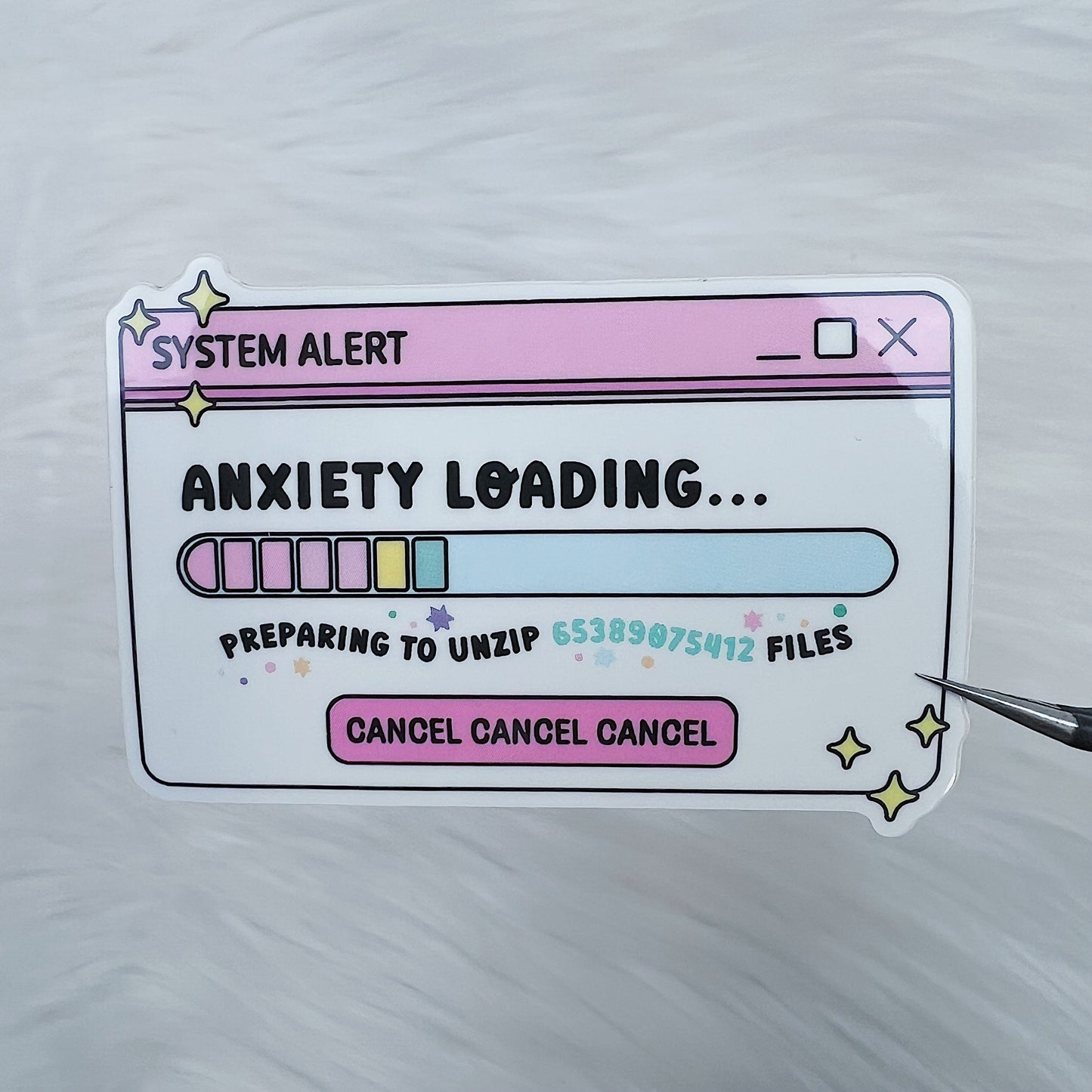 System Alert - Anxiety Loading Tab Vinyl Sticker Die Cut