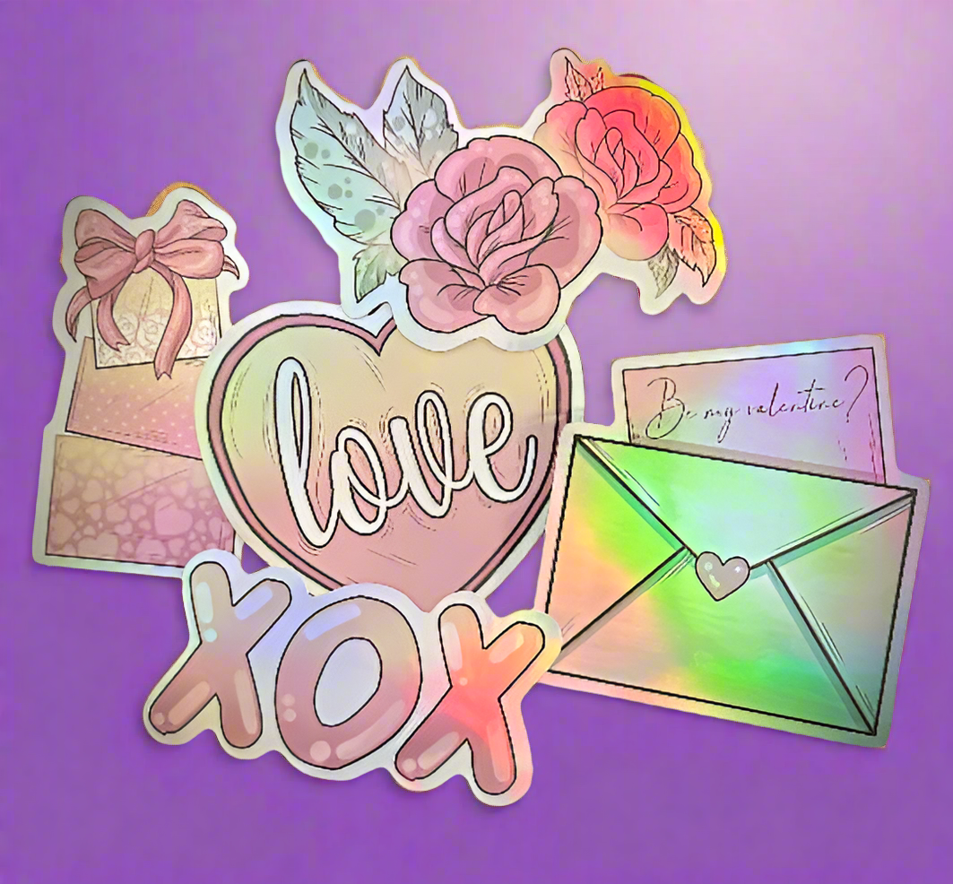 Valentine's Day Holographic Stickers