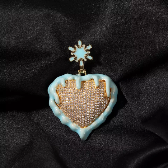 Glow in the Dark Fire and Ice Heart Necklace, Kida Necklace, Atlantis Cosplay Necklace, Glow in dark Necklace, Glowing Heart Necklace