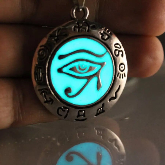 Glow in the Dark Ancient Egyptian Eye of Horus Necklace ,Kida Necklace, Atlantis Cosplay Necklace, Glow in Dark Necklace, Glowing Pendant