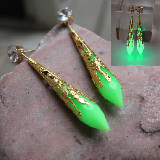 Glow in the Dark Atlantis Cosplay Kida Rhinestone Crystal Ear Stud Pendant Earrings