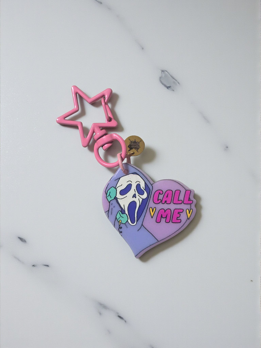 Call Me, Ghostie Pink Star Clasp Keychain
