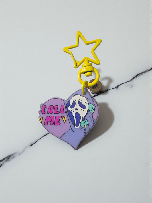 Call Me, Ghostie Yellow Star Clasp Keychain