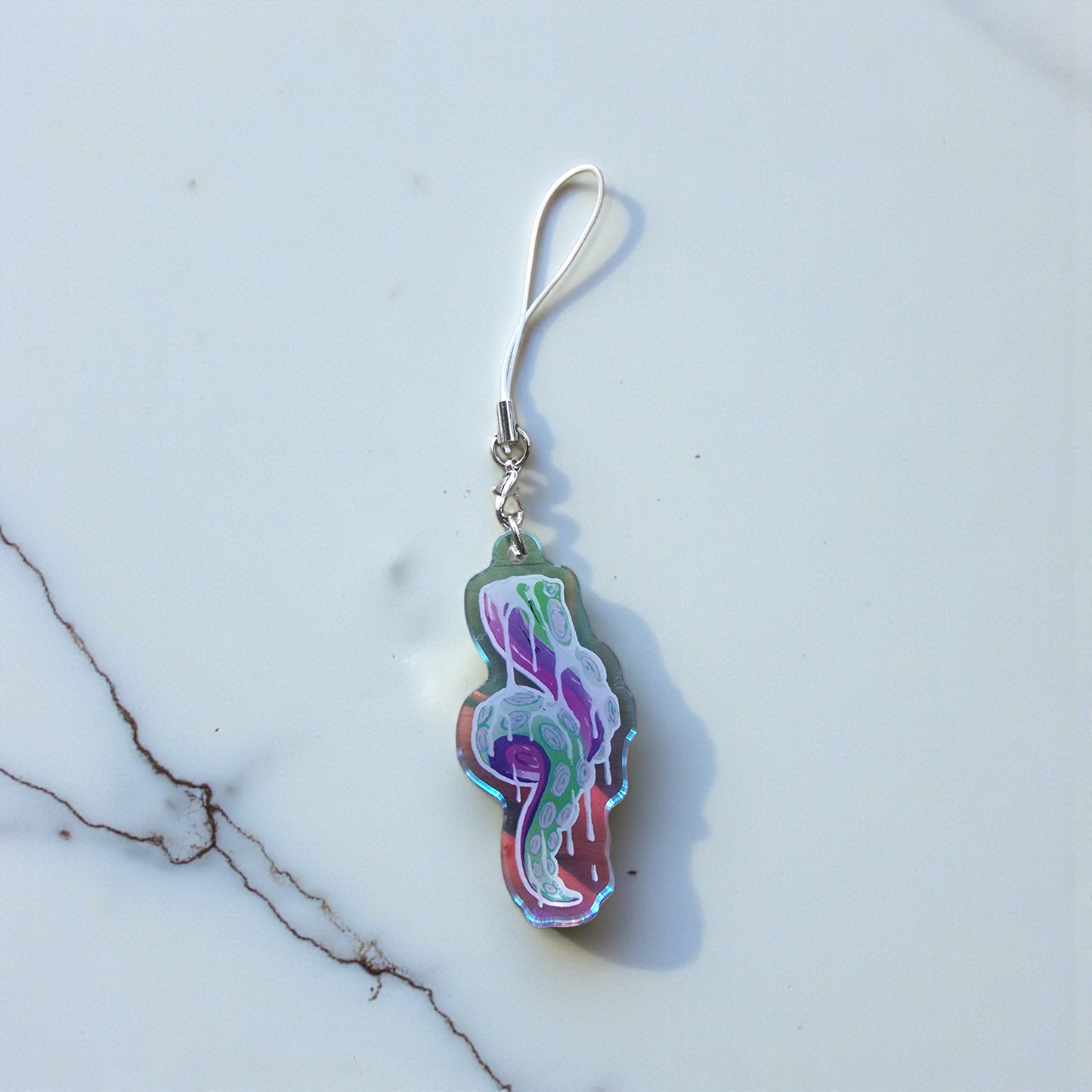 The Excited Tentacle Holographic Acrylic Phone Charm