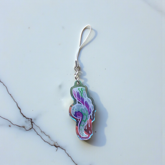 The Excited Tentacle Holographic Acrylic Phone Charm