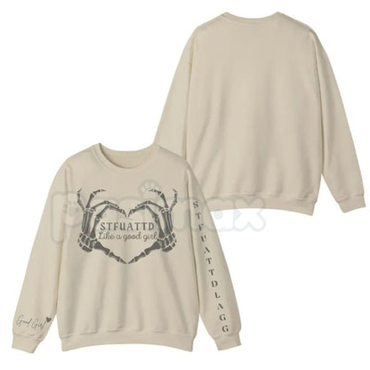 STFUATTDLAGG Gothic Sweatshirt | Dark Romance Trope Jumper | Like A Good Girl Bookish Aesthetic Crewneck | Smutty Book Club Apparel