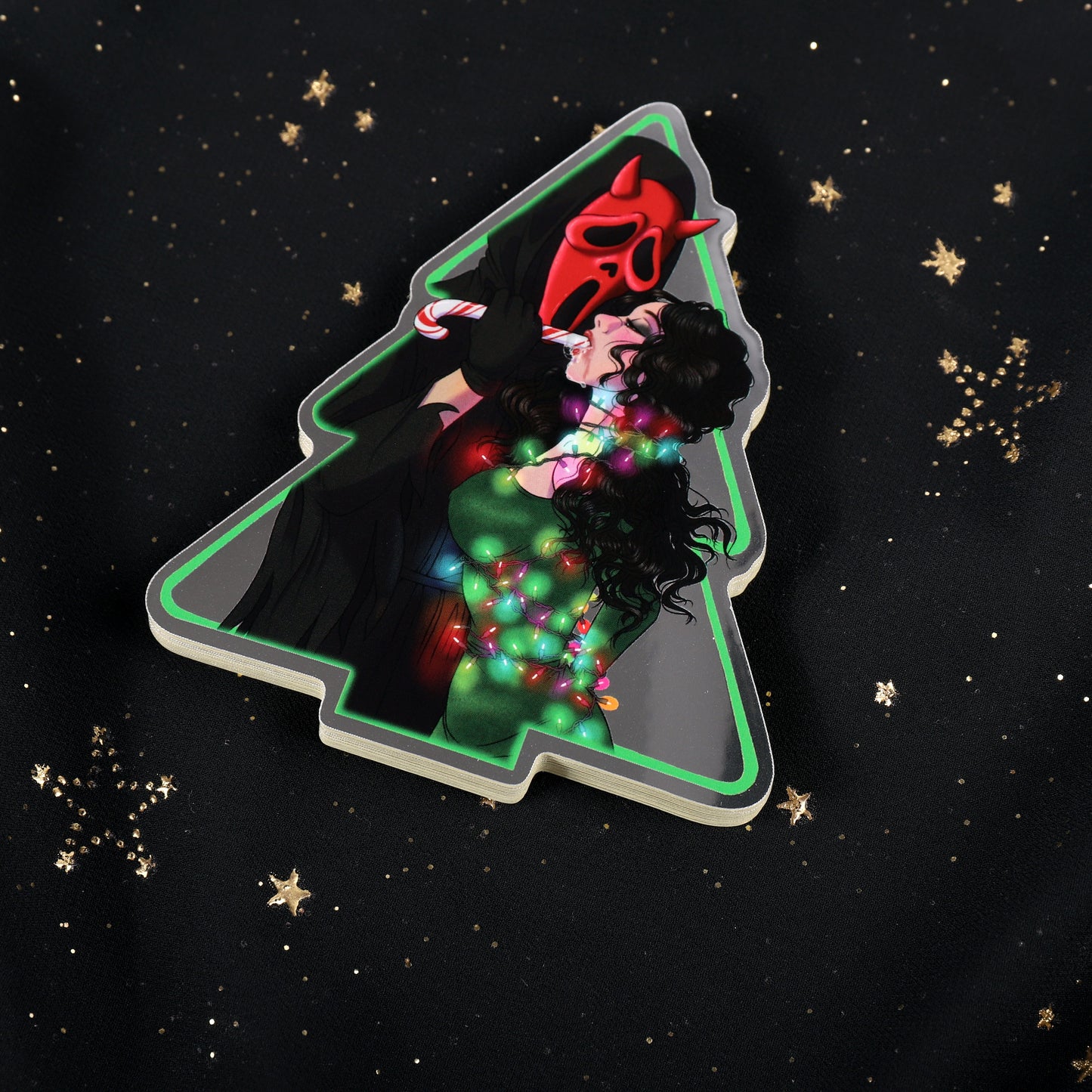 Devil Ghostface Christmas Tree Mirror Sticker