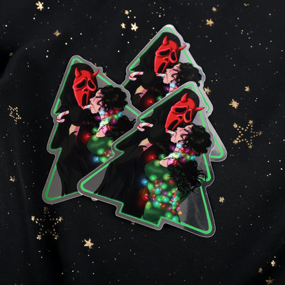 Devil Ghostface Christmas Tree Mirror Sticker