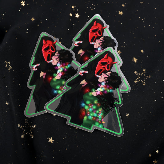 Devil Ghostface Christmas Tree Mirror Sticker