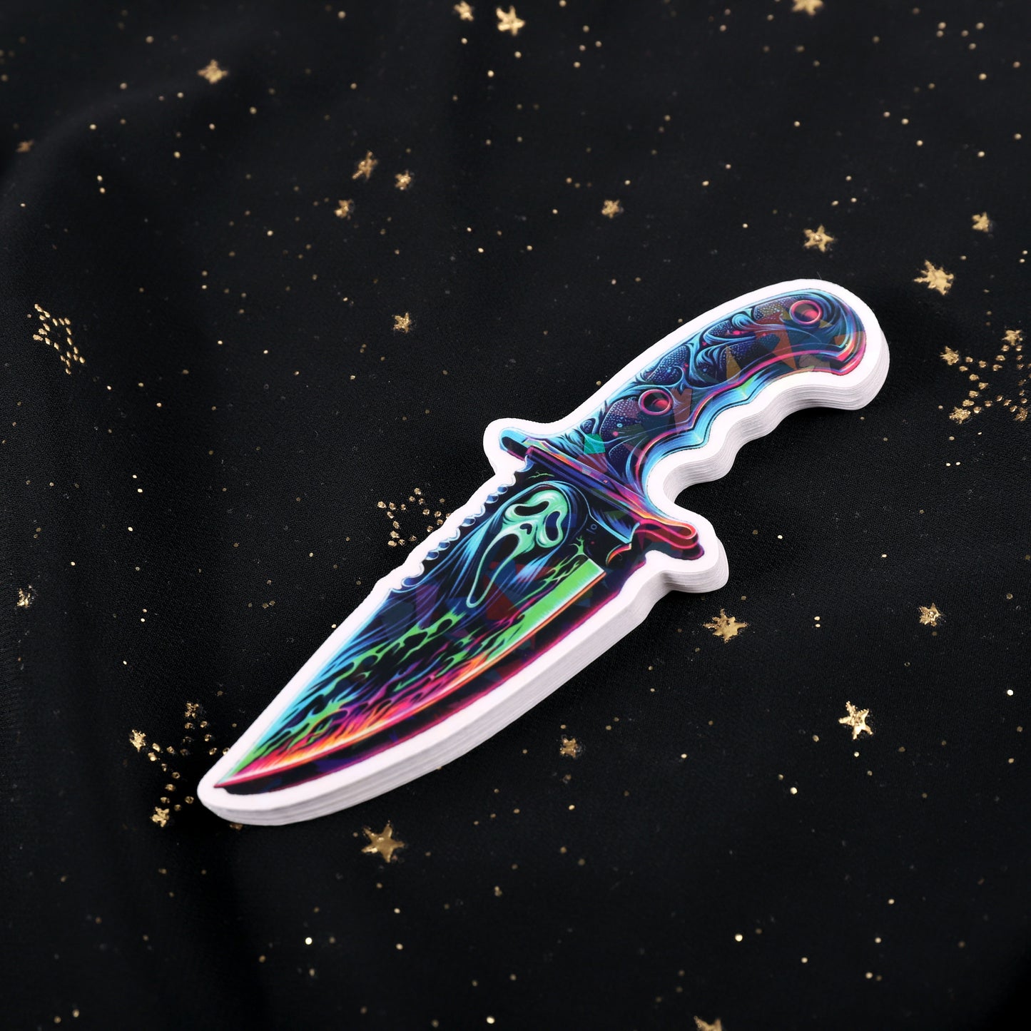 Ghostface Knife Holographic Clear Broken Glass Sticker