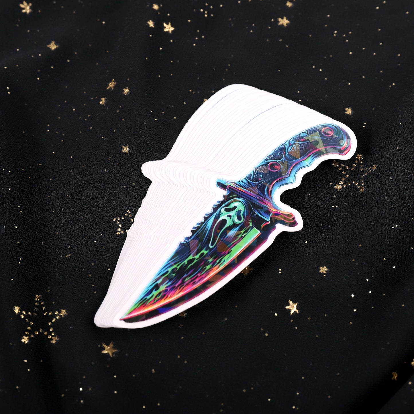 Ghostface Knife Holographic Clear Broken Glass Sticker