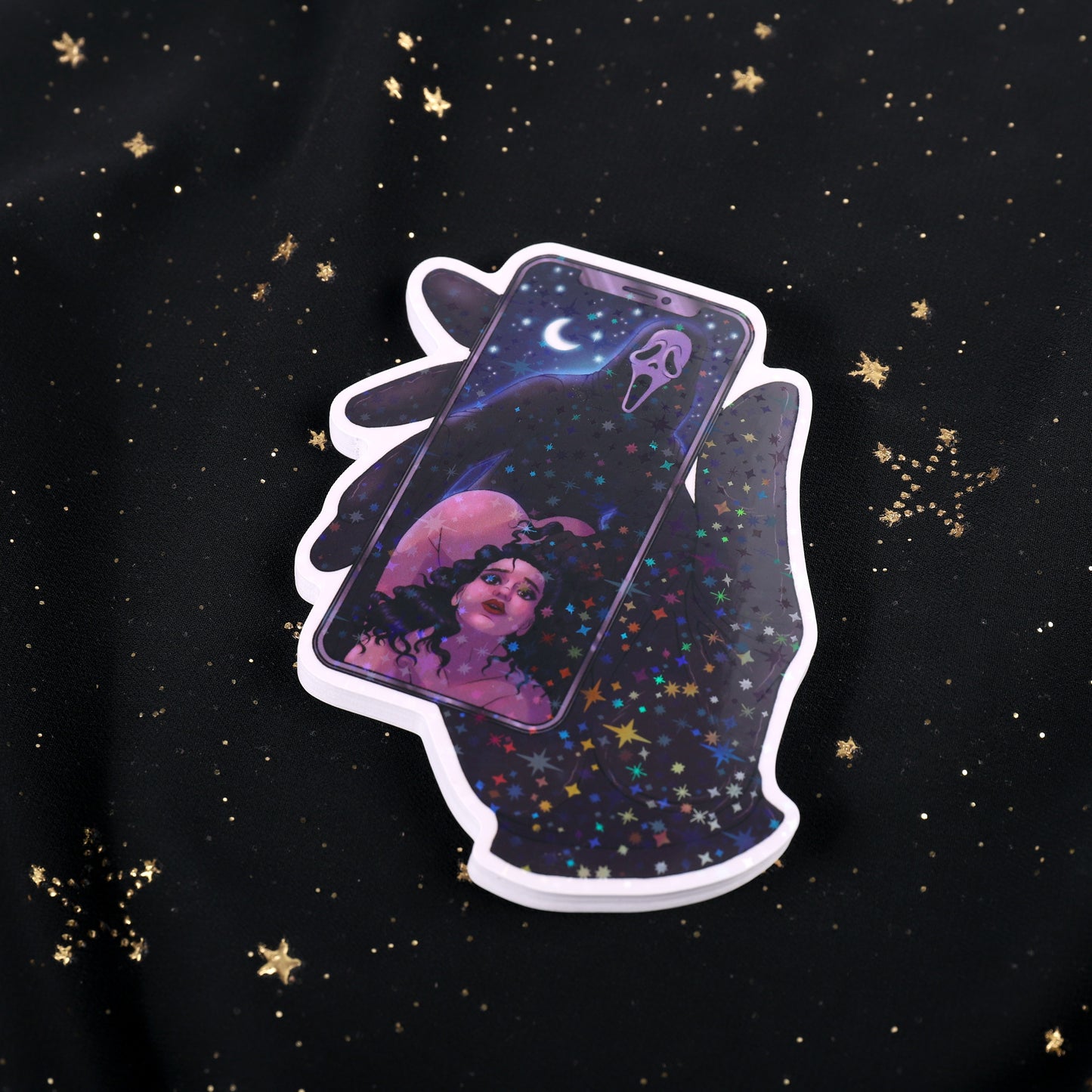 Ghostface Holographic Star Selfie Sticker