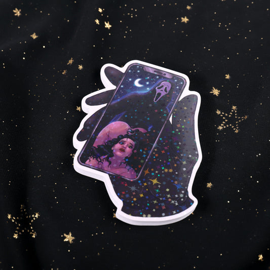 Ghostface Holographic Star Selfie Sticker