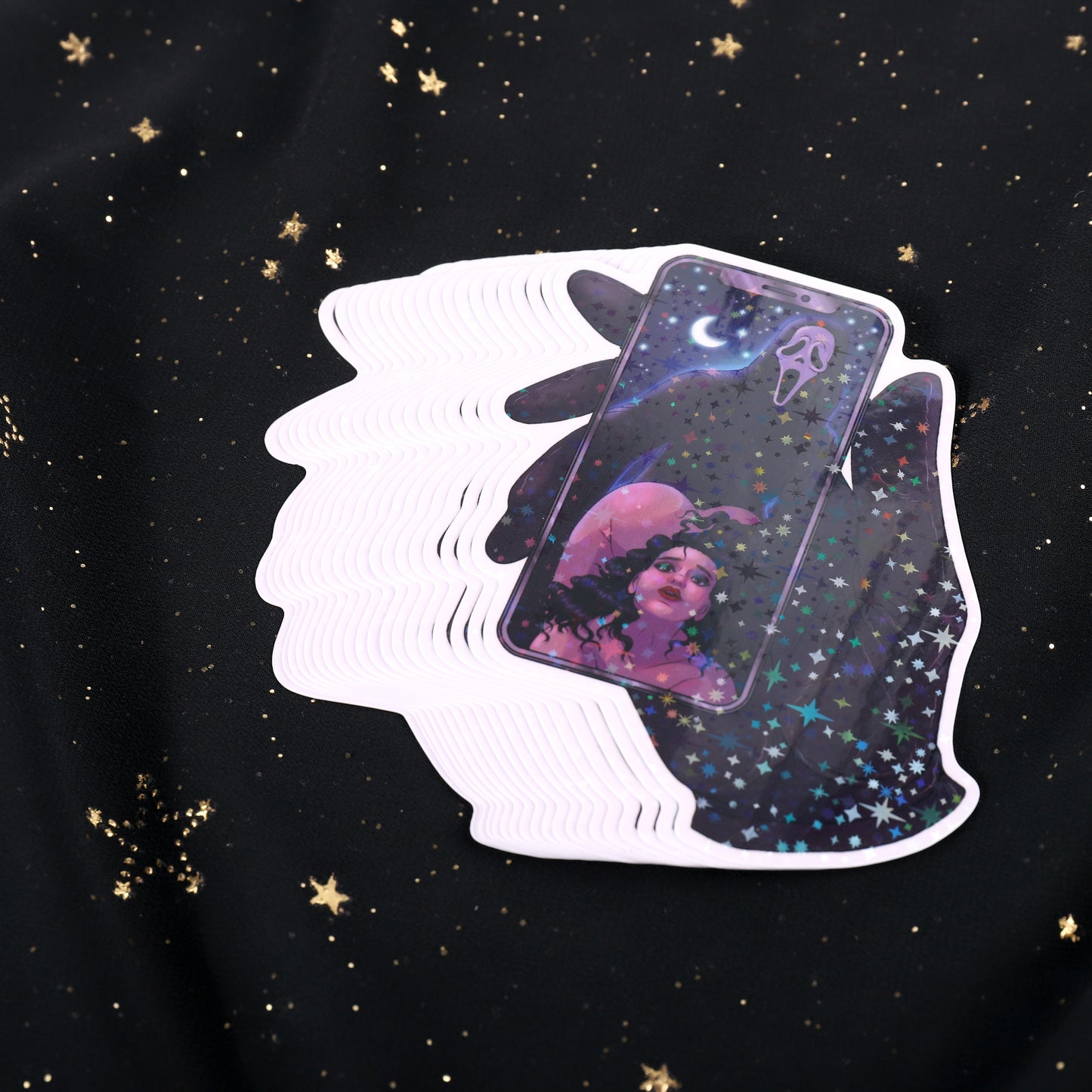 Ghostface Holographic Star Selfie Sticker