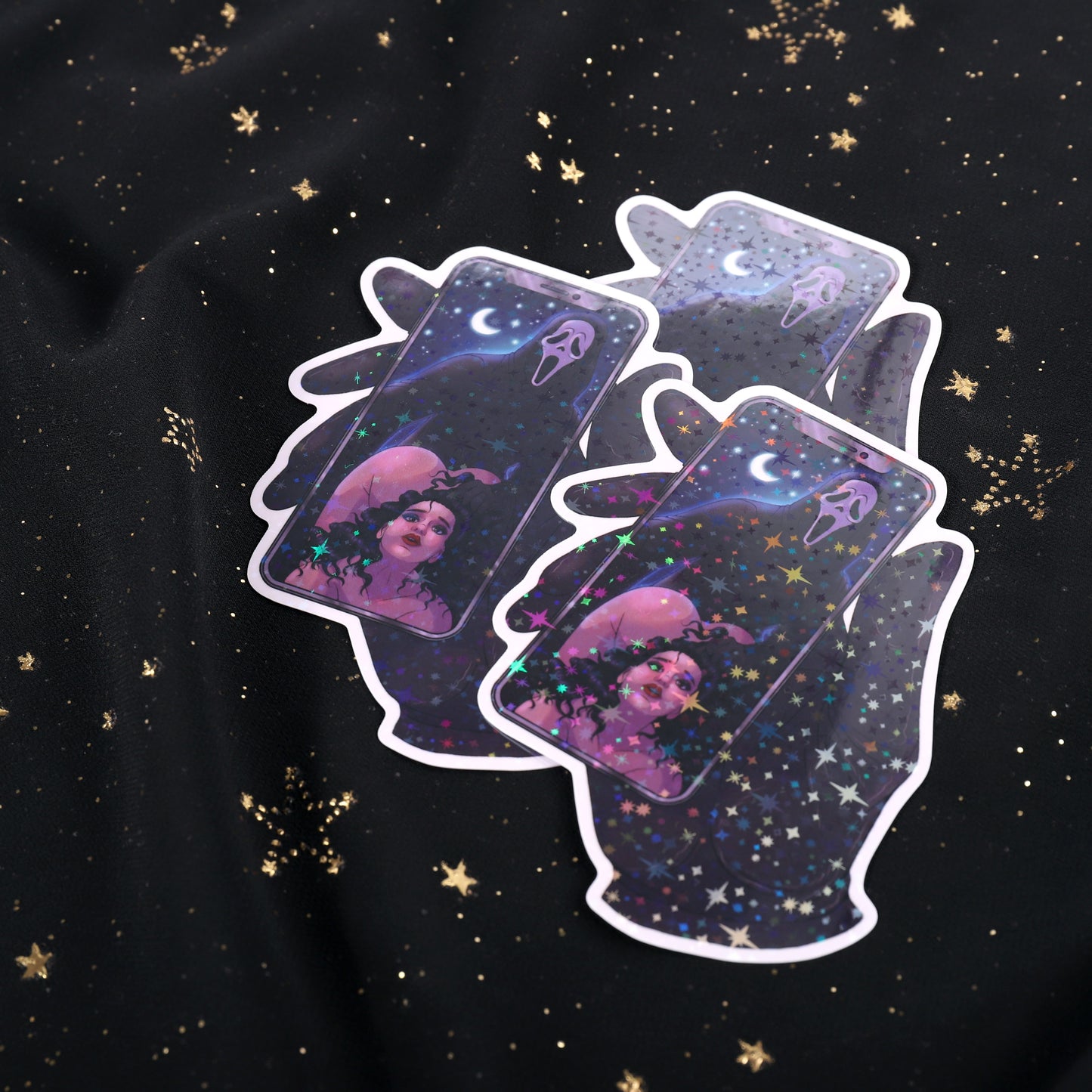 Ghostface Holographic Star Selfie Sticker