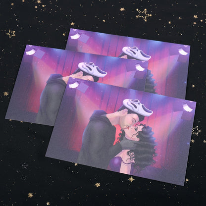 Masked Desires Frosted Glitter Post Card
