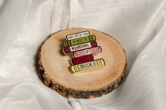 "It's Not Hoarding If It's Books" Enamel Pin -  Bookish Fairycore Cottagecore Pinstory Original Enamel Pins
