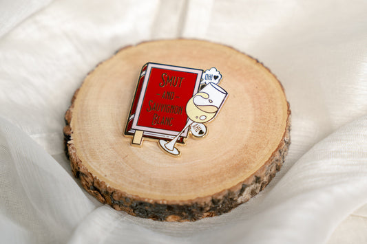 "Smut and Sauvignon Blanc" Enamel Pin -  Bookish Fairycore Cottagecore Pinstory Original Enamel Pins