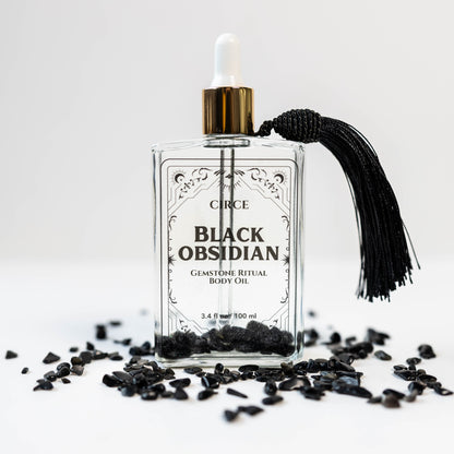 Protection Body Oil — Obsidian Crystal Ritual Oil -  Black Obsidian Gemstone Body Oil