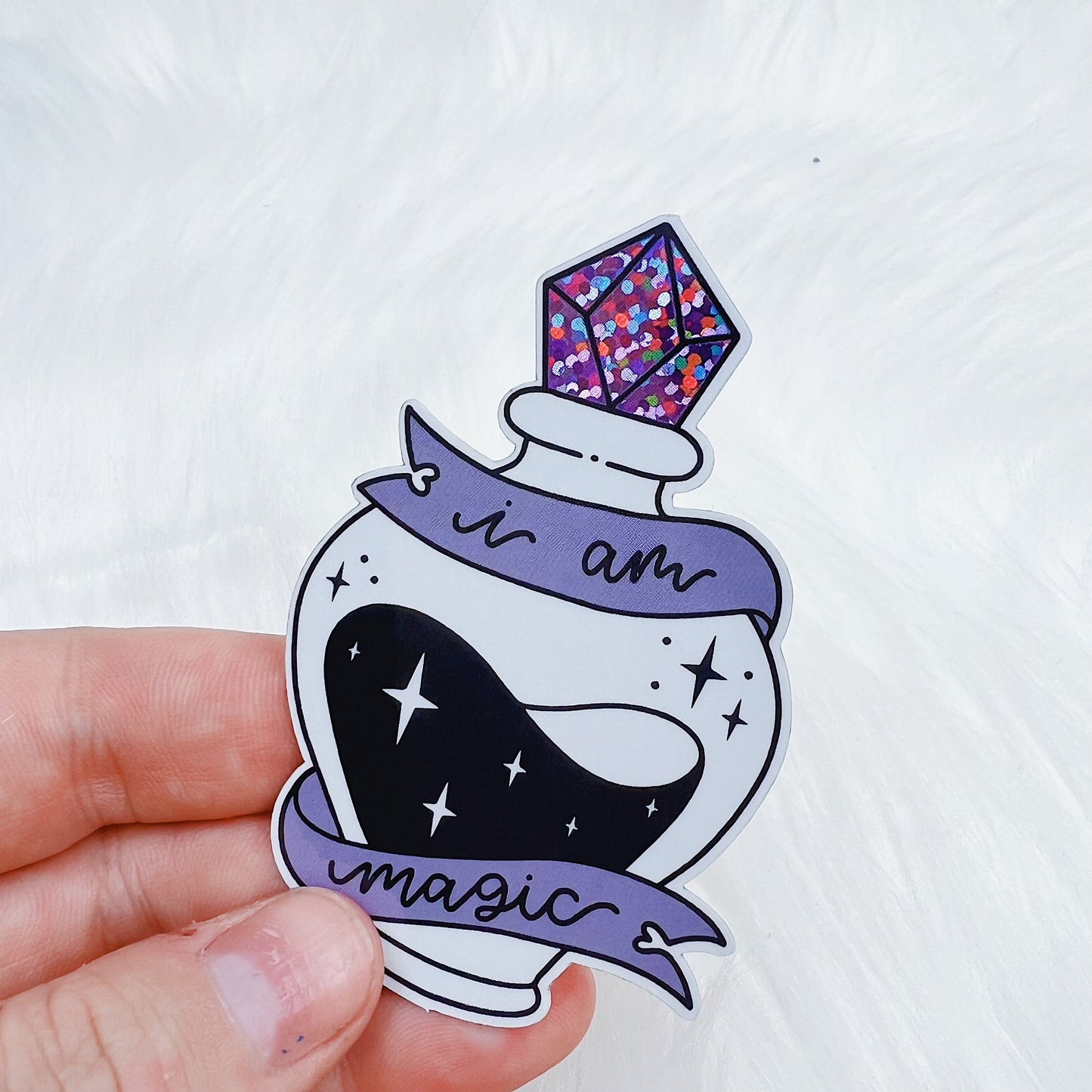 I Am Magic Potion Vinyl Sticker Die Cut | Purple Glitter Foil