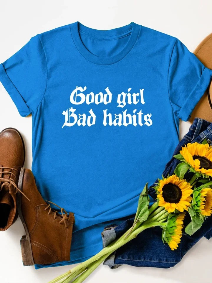Good Girl Bad Habits Woman's Short Sleeve Shirt
