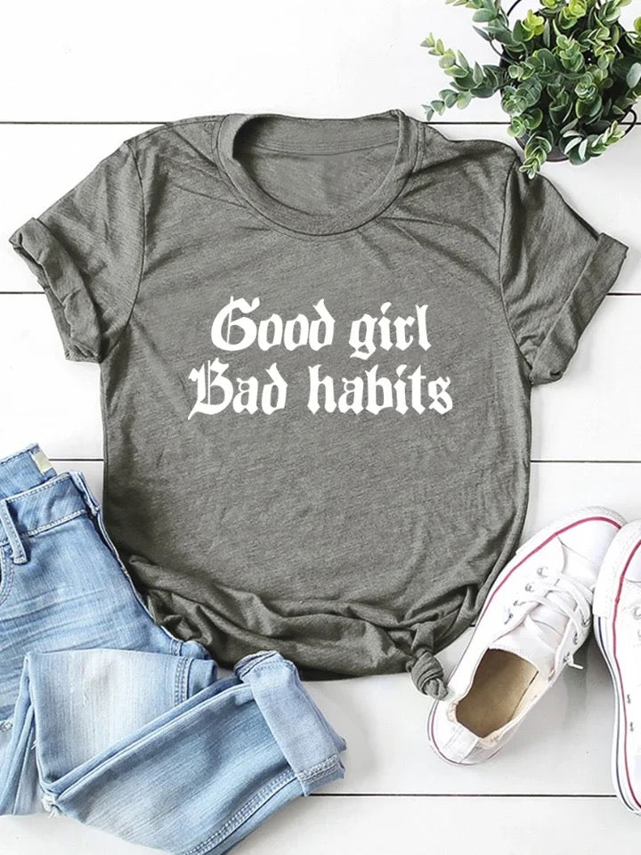 Good Girl Bad Habits Woman's Short Sleeve Shirt