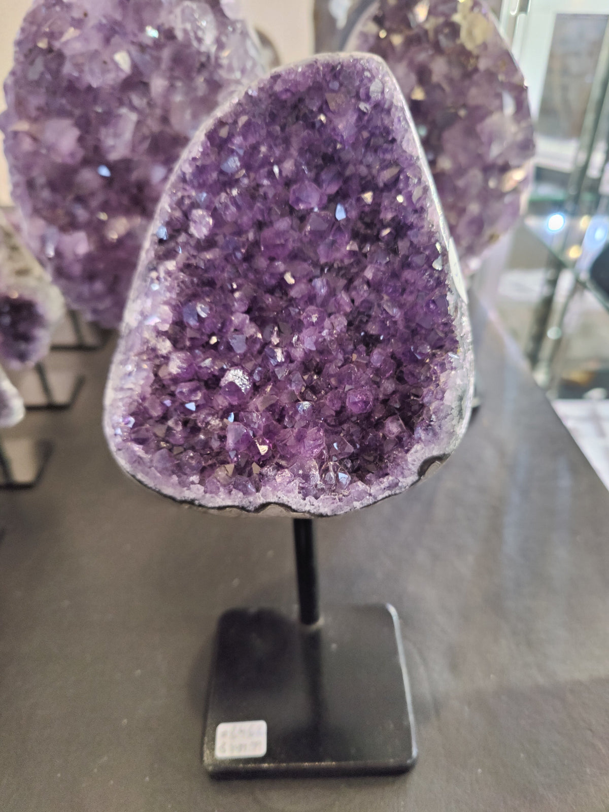 Amethyst Crystal Geode on Metal Stand