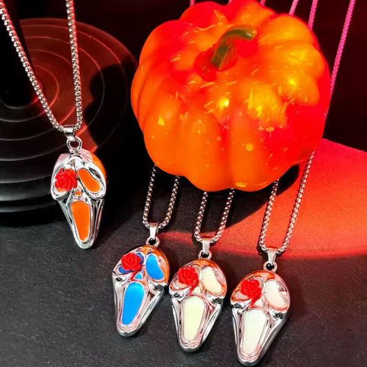 Ghostface glow in the dark SCREAM Rose necklace