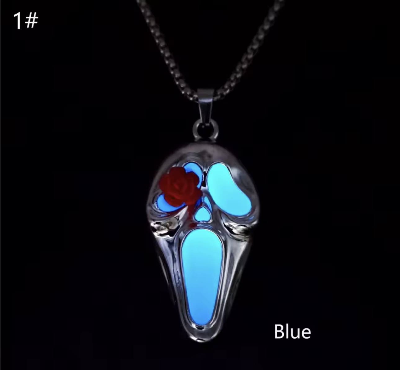 Ghostface glow in the dark SCREAM Rose necklace