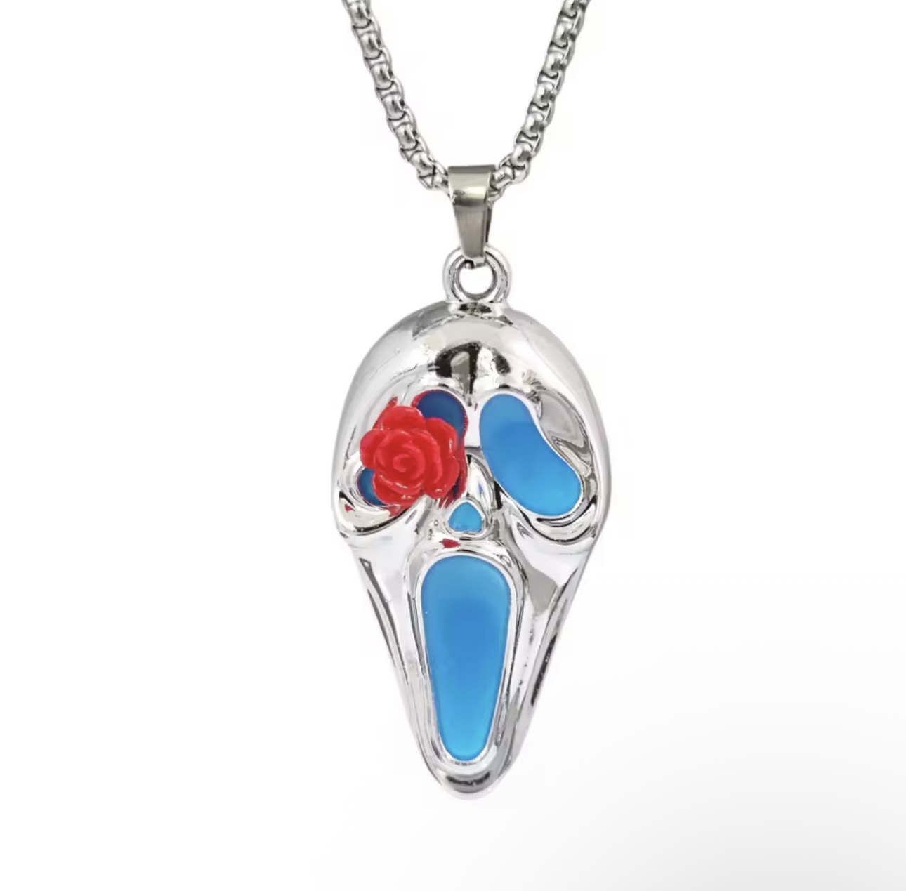 Ghostface glow in the dark SCREAM Rose necklace