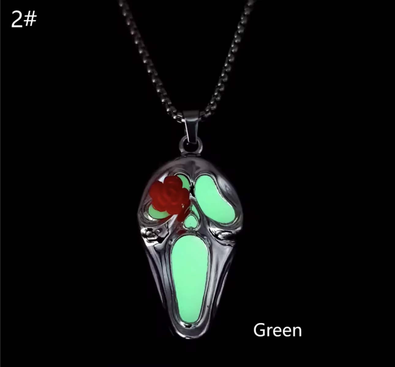 Ghostface glow in the dark SCREAM Rose necklace