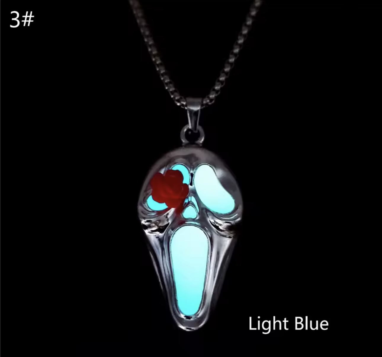 Ghostface glow in the dark SCREAM Rose necklace