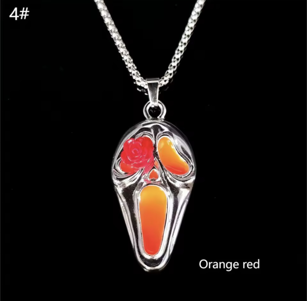 Ghostface glow in the dark SCREAM Rose necklace