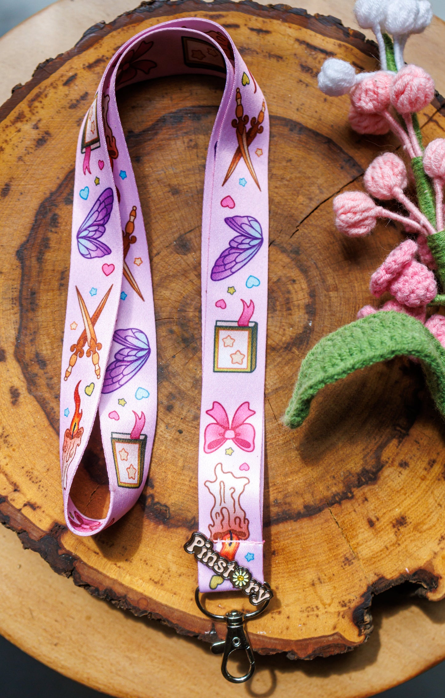 Bookish Fantasy Lanyard – Whimsical Lanyard for Book Lovers, Con Badges, Keys & ID Cards | Pinstory Book & Fantasy Collection