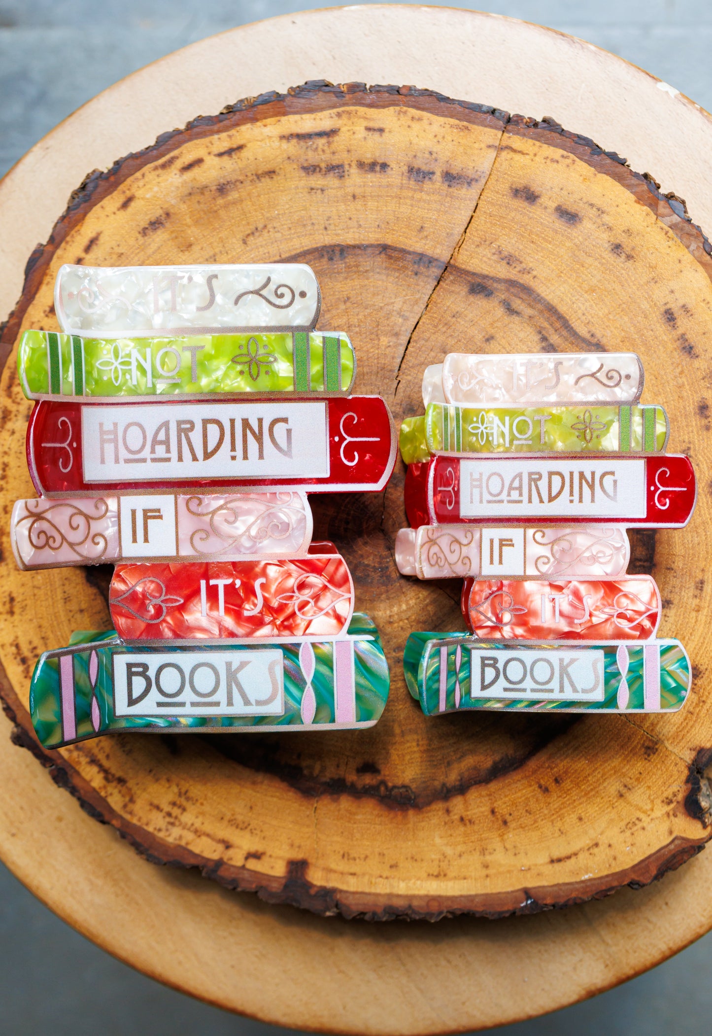 It’s Not Hoarding If It’s Books - Bookish Acrylic Hair Clips– Whimsical Hairclips for Book Lovers
