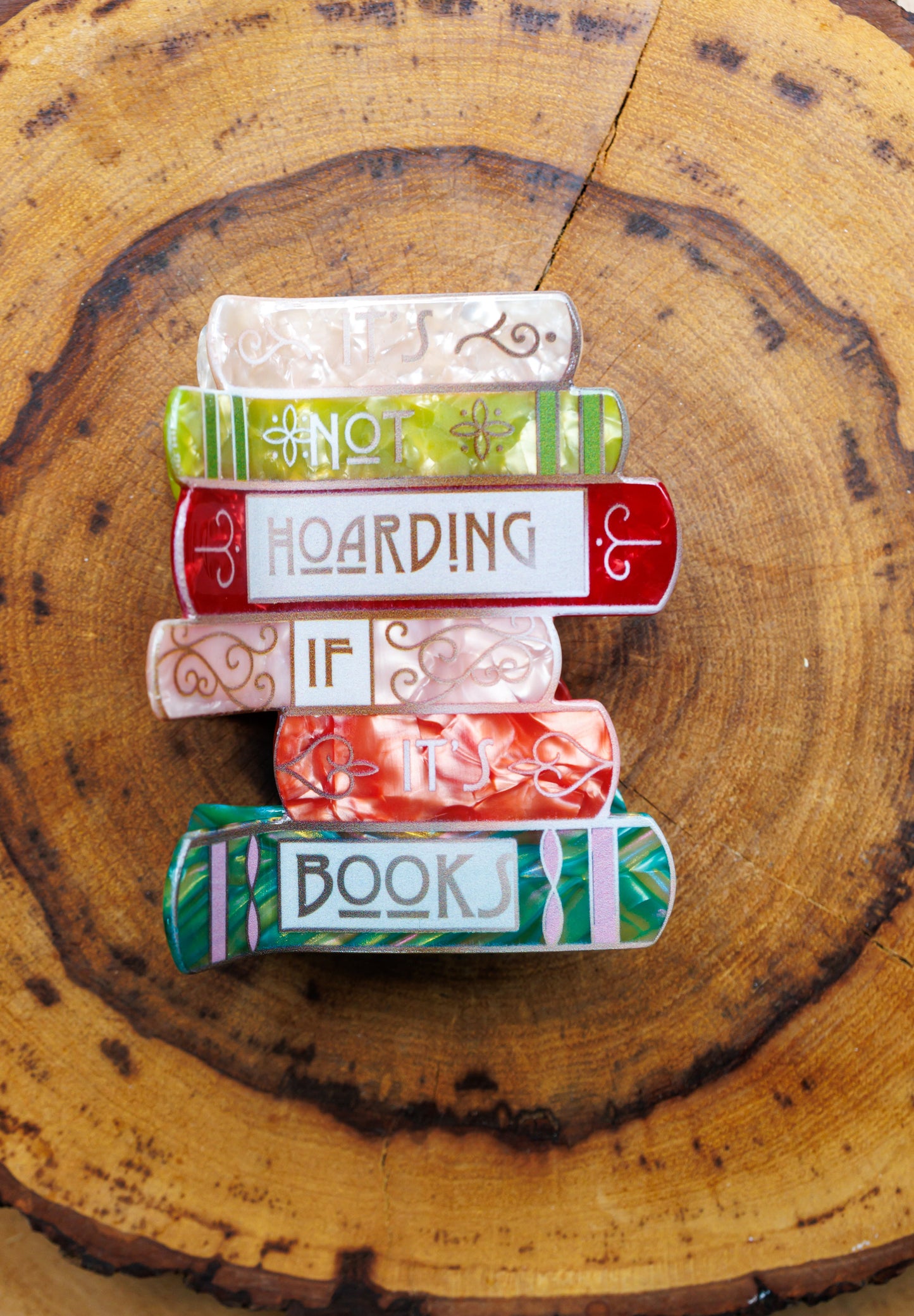 It’s Not Hoarding If It’s Books - Bookish Acrylic Hair Clips– Whimsical Hairclips for Book Lovers