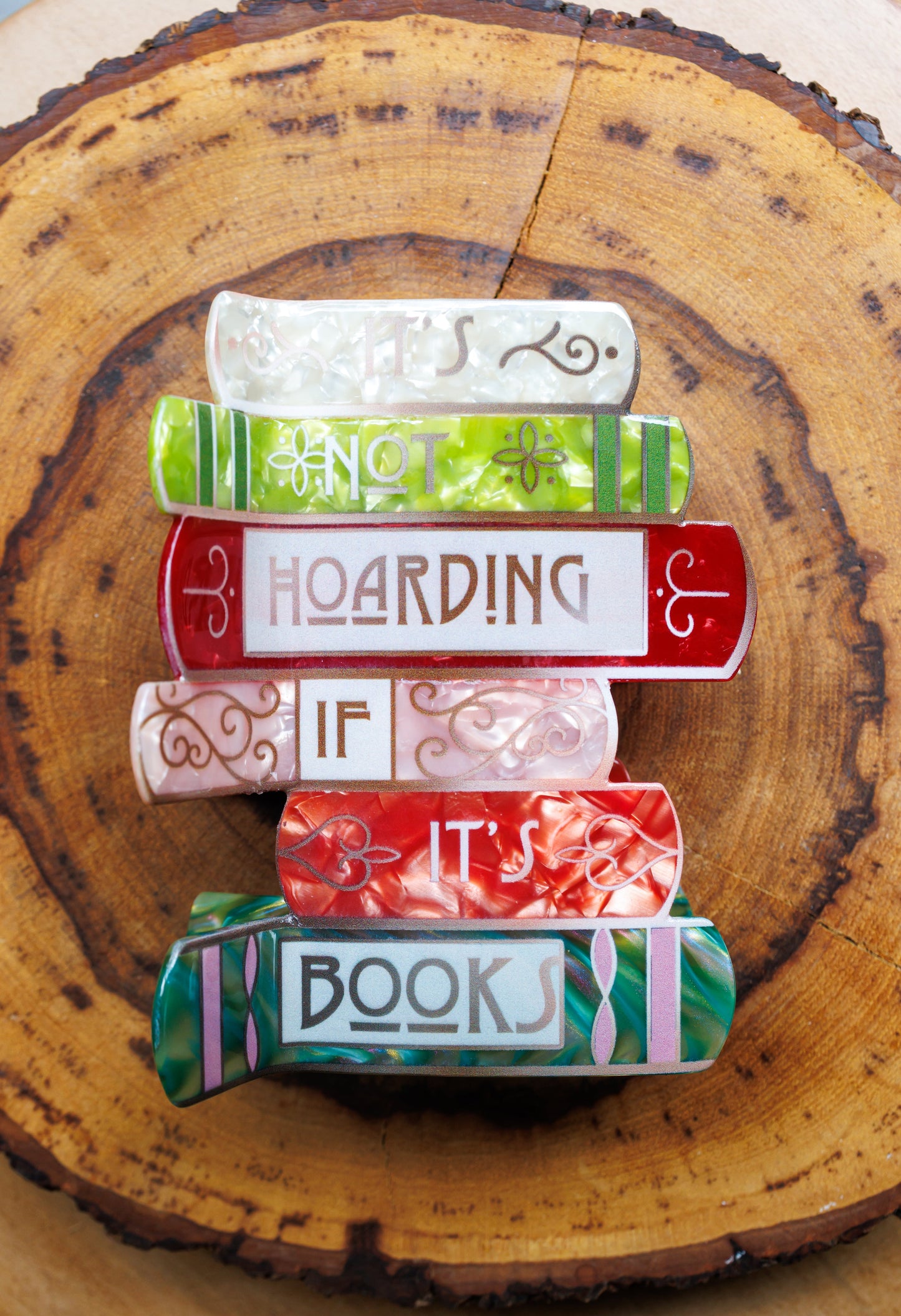 It’s Not Hoarding If It’s Books - Bookish Acrylic Hair Clips– Whimsical Hairclips for Book Lovers