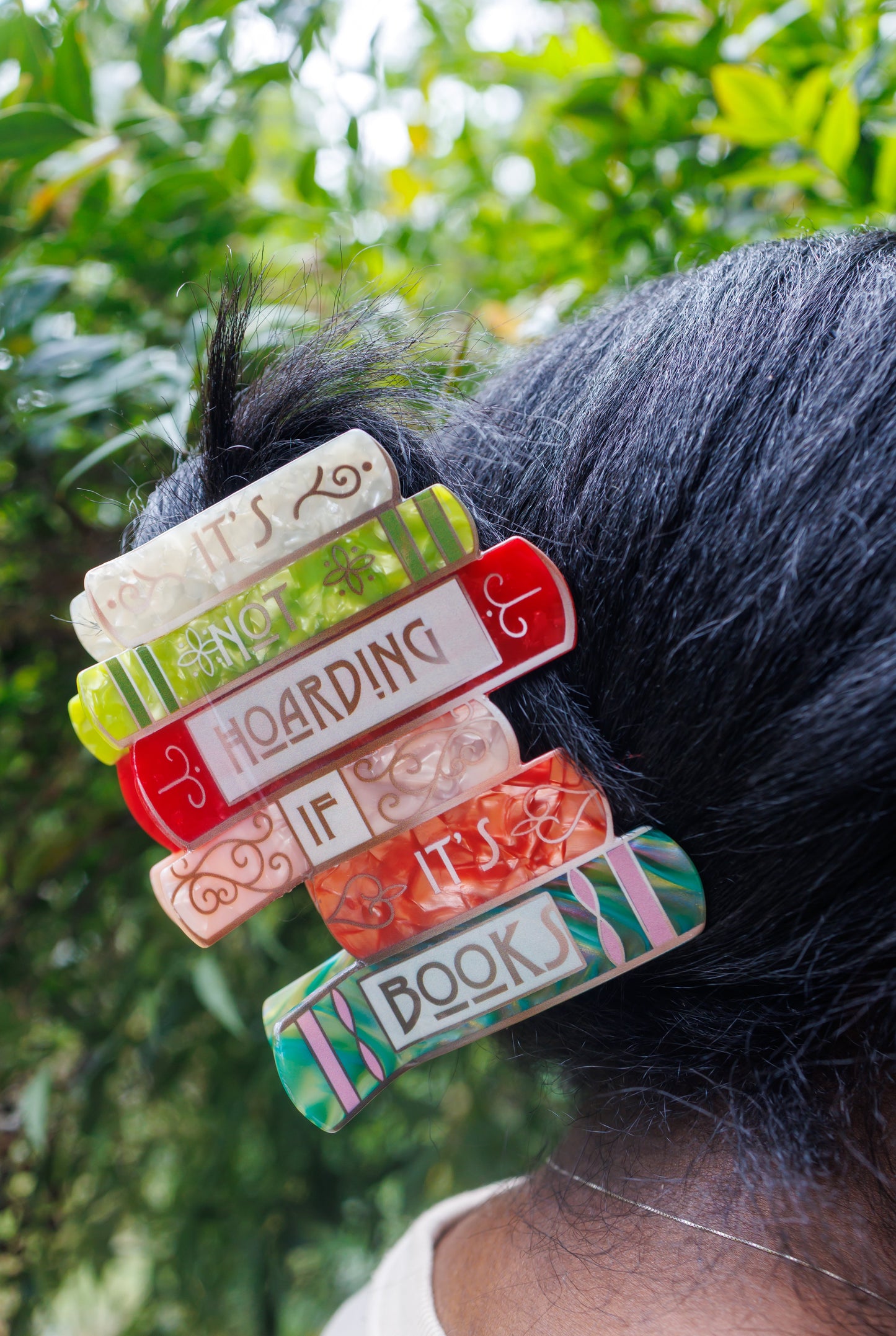 It’s Not Hoarding If It’s Books - Bookish Acrylic Hair Clips– Whimsical Hairclips for Book Lovers