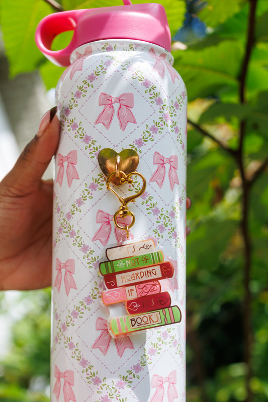 "It's Not Hoarding If It's Books" Keychain/Kindle Charm -  Bookish Fairycore Cottagecore Pinstory Original Keychain/Kindle Charm